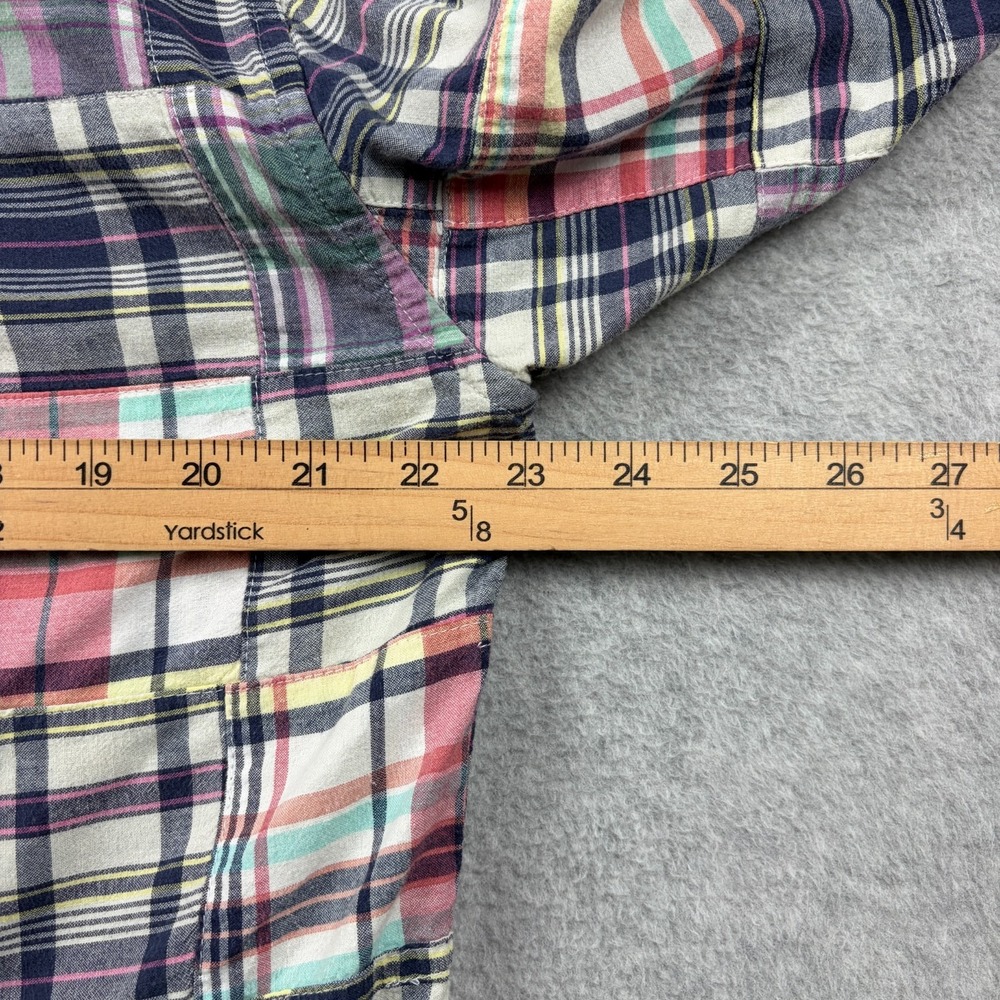 Castaway Nantucket Patchwork Madras Shirt Mens Medium Short Sleeve Plaid Coastal - Picture 8 of 9